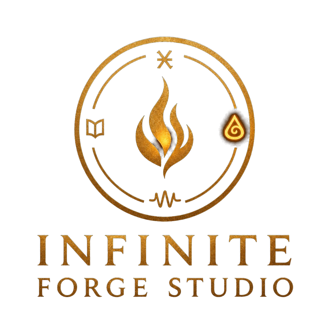 Infinite Forge Studio logo with the Essence living drop highlighted